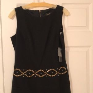 Laundry by Shelli Segal Black Sheath Mini Dress w/Gold Studs Size 6 NWT